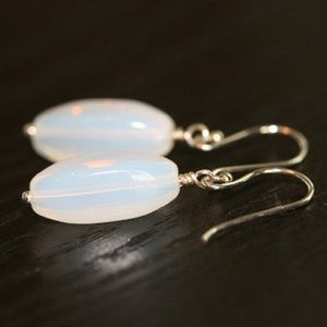 White Glass Earrings